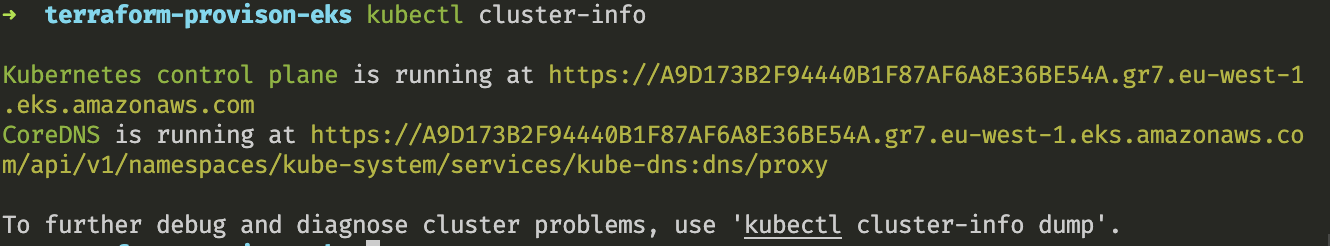 Kubectl cluster info output